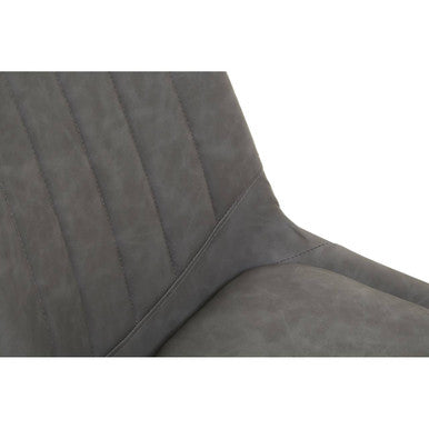 Grey Wooden Top and Metal Legs Rectangle Dining Table with 6 Brown Chairs Set, Westford