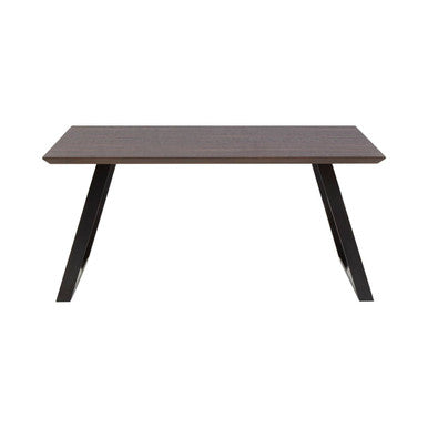 Brown Wooden Top and Metal Legs Dining Table with 6 Grey Chairs Set, Westford