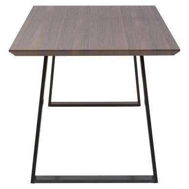 Brown Wooden Top and Metal Legs Dining Table with 6 Grey Chairs Set, Westford