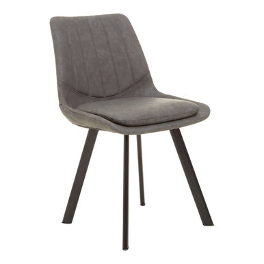 Brown Wooden Top and Metal Legs Dining Table with 6 Grey Chairs Set, Westford