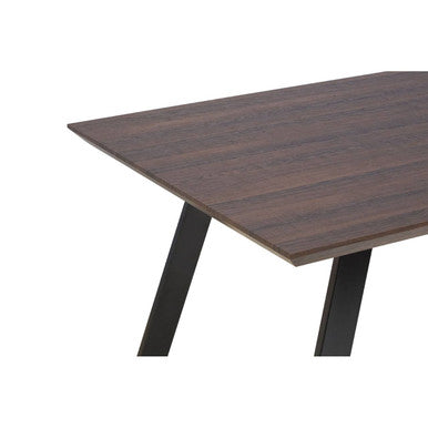 Brown Wooden Top and Metal Legs Dining Table with 6 Grey Chairs Set, Westford