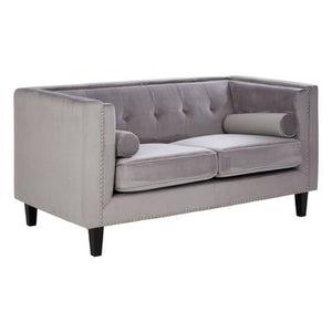 Felisa Two Seater Grey Velvet Sofa