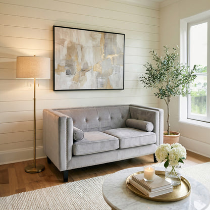 2 Seater Grey Velvet Sofa, Felisa