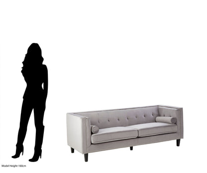 Felisa 3 Seat Grey Velvet Sofa