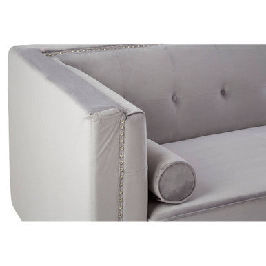 3 Seater Grey Velvet Sofa, Felisa