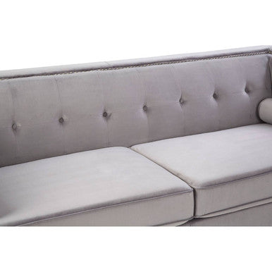 3 Seater Grey Velvet Sofa, Felisa
