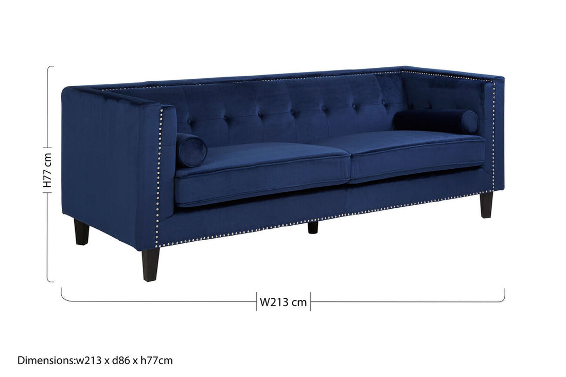 Felisa 3 Seat Midnight Velvet Sofa - Image 9
