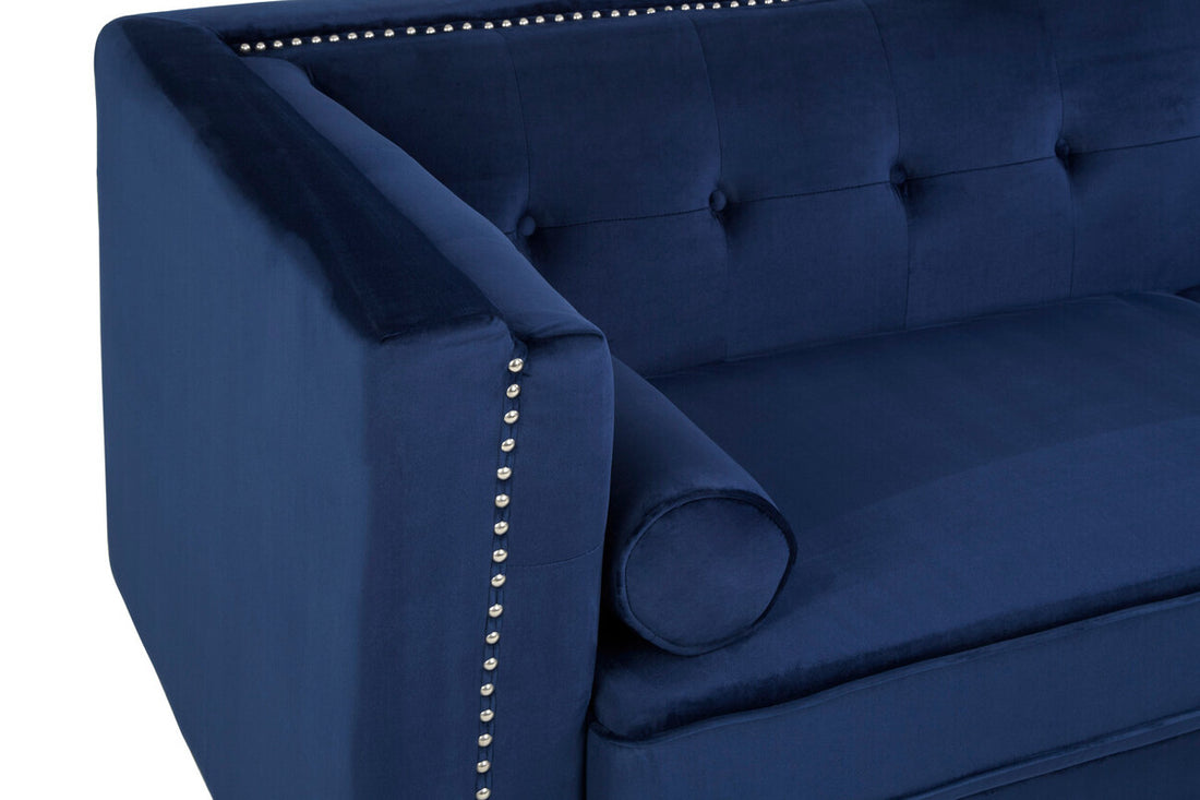 Felisa 3 Seat Midnight Velvet Sofa - Image 5