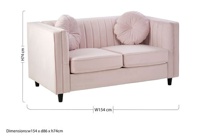 2 Seater Pink Velvet Sofa, Farah