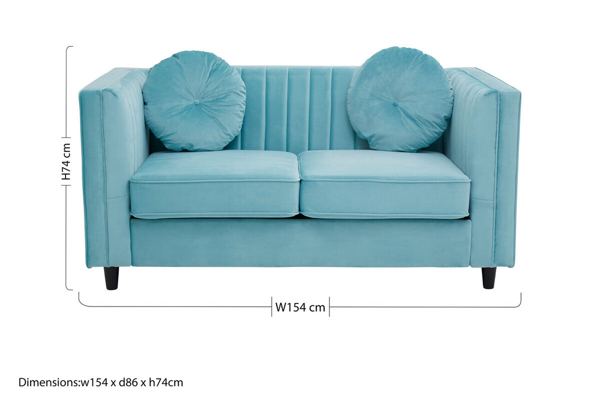 Farah Two Seat Green Velvet Sofa
