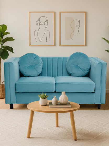 Farah Two Seat Green Velvet Sofa