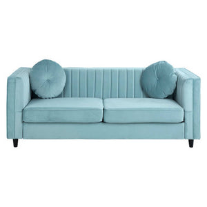 Farah Three Seater Pastel Green Velvet Sofa
