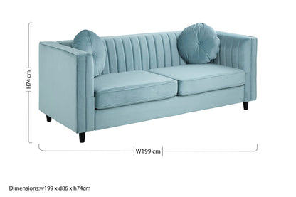Farah Three Seater Pastel Green Velvet Sofa