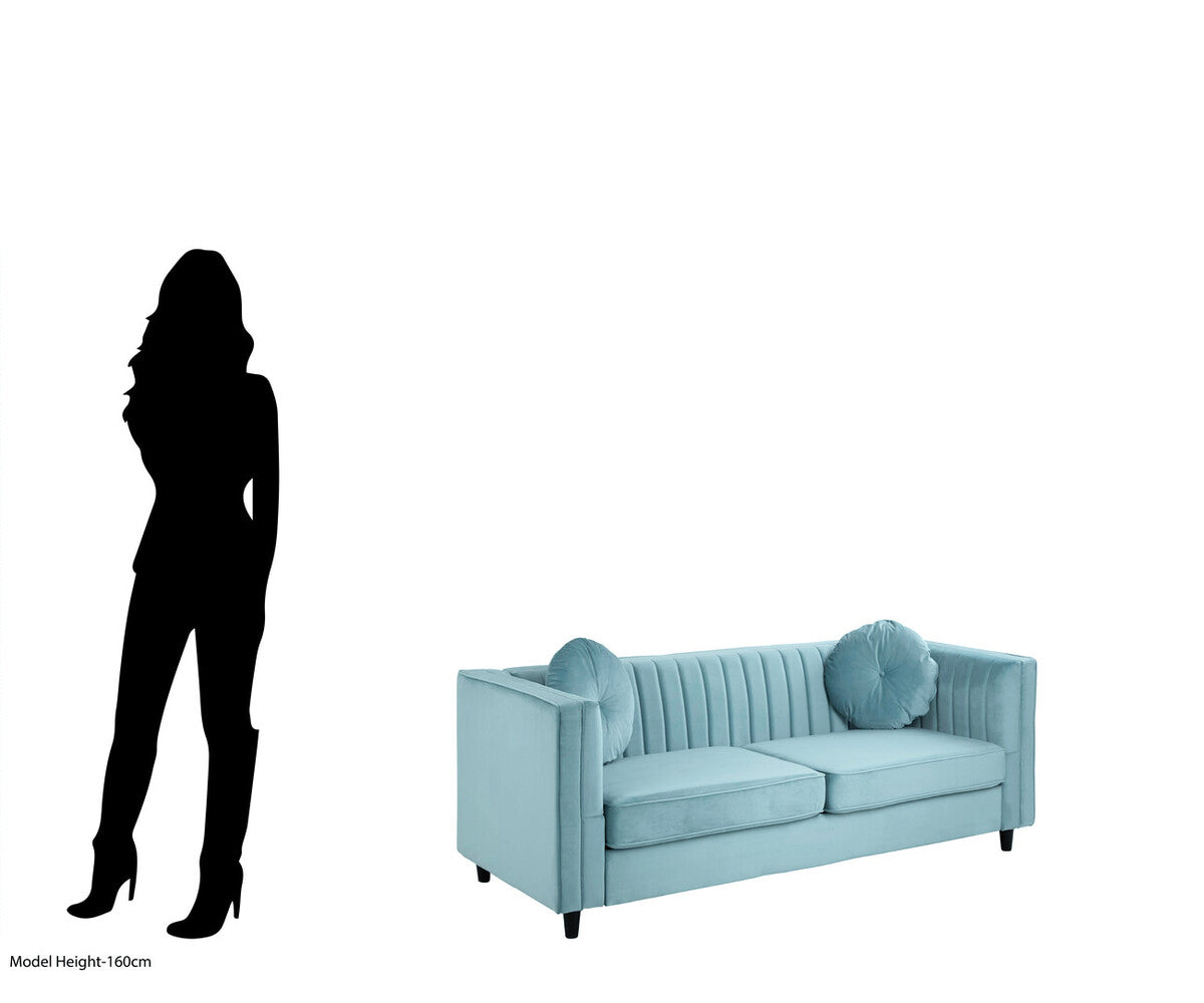 Farah Three Seater Pastel Green Velvet Sofa