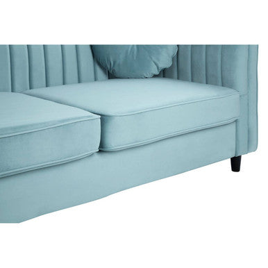 Farah Three Seater Pastel Green Velvet Sofa