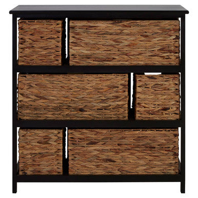 Padstow 6 Drawers Black Frame Storage Unit