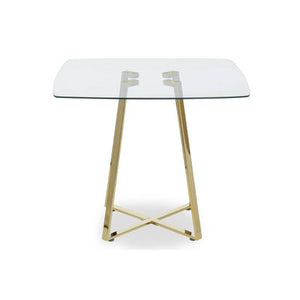 Metropolitan Clear Glass Square Dining Table with Gold Finish Legs