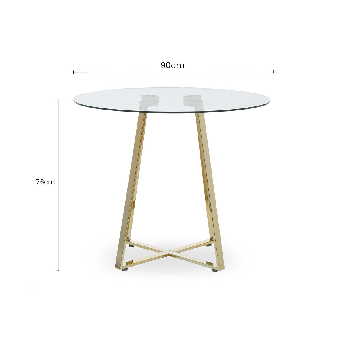 Clear Glass Top and Gold Finish Round Steel Dining Table, Metropolitan