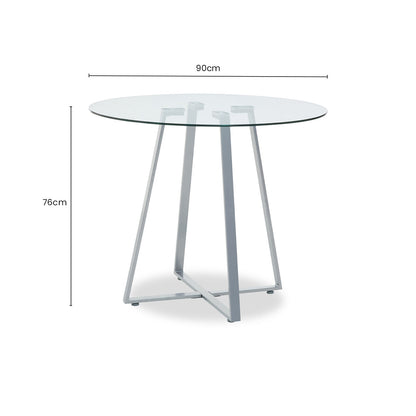 Glass Top and Grey Stainless Steel Dining Table, Metropolitan