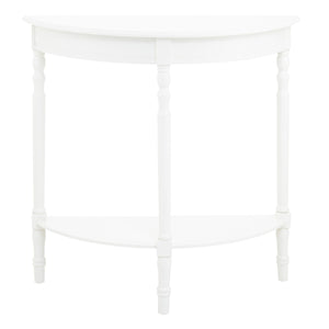 Heritage White Wooden Half Moon Console Table with Lower Shelf