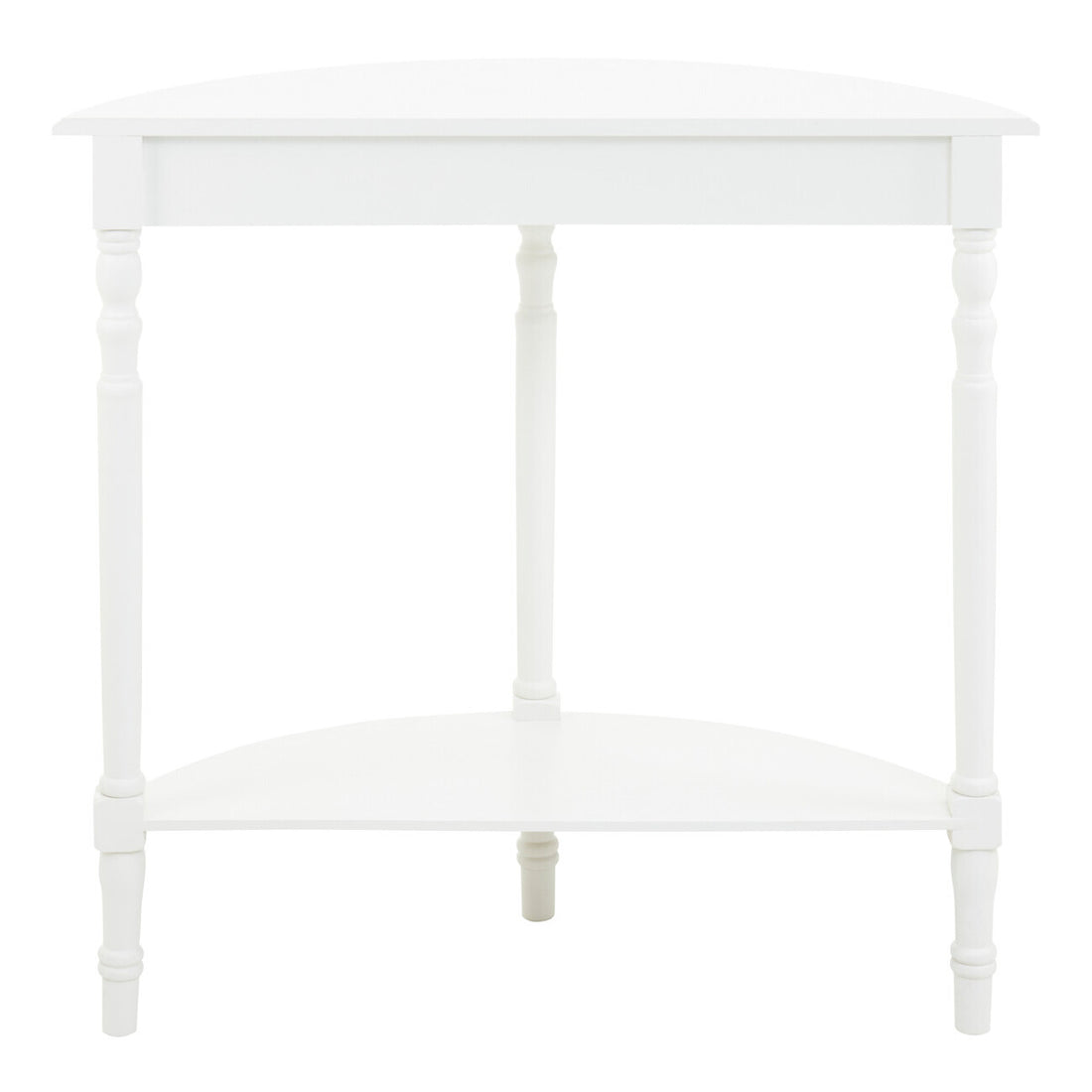 White side table with a shelf on a white background