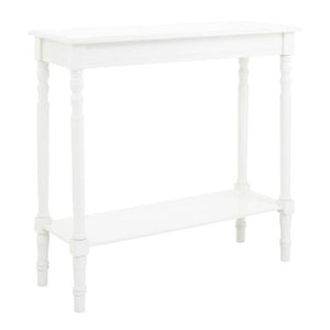 White Wooden Rectangular Console Table with Lower Shelf and Spindle Legs | Heritage