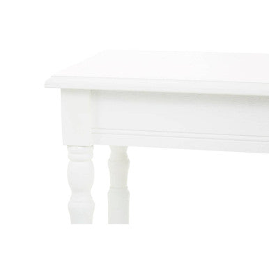 White Pine Wood Rectangular Console Table with Lower Shelf and Spindle Legs, Heritage