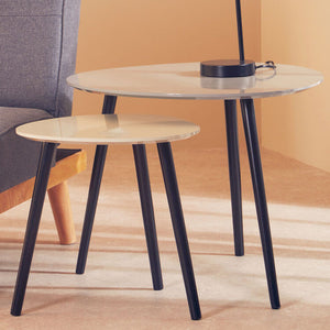 Nostra Grey Gloss Finish Set of 2 Nesting Tables