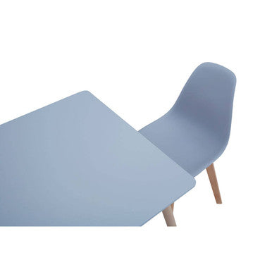 Grey Wooden Rectangular Dining Table and 4 Chairs Set with Beech Wood Legs, Varberg