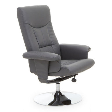 Denton Grey Leather Effect Reclining Chair