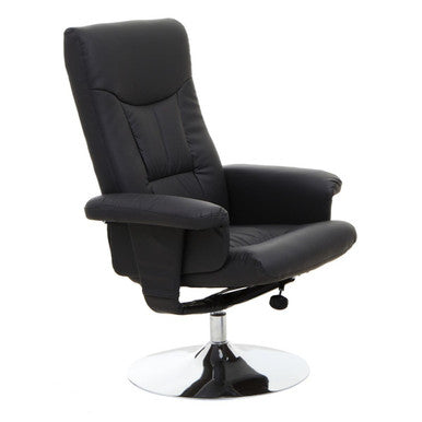 Denton Black Leather Effect Reclining Chair