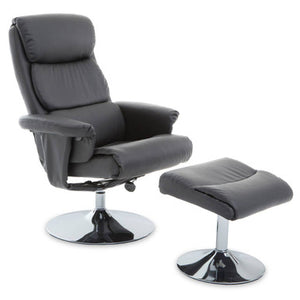 Denton Grey Leather Effect Chair And Foo