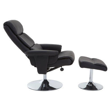 Denton Black Leather Effect Chair And Fo