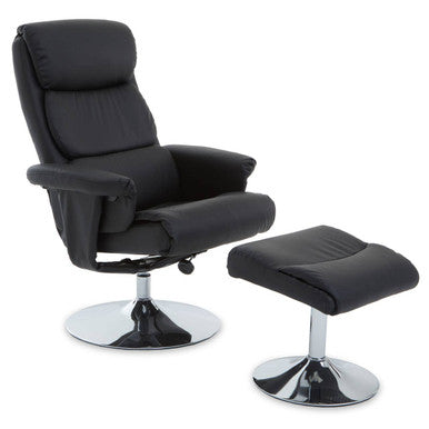 Denton Black Leather Effect Chair And Fo
