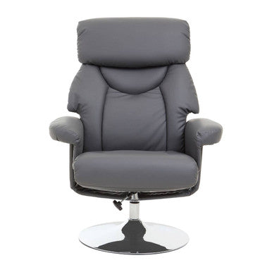 Denton Grey Leather Effect Reclining Chair And Footstool