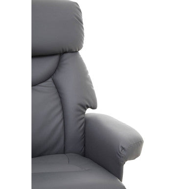 Denton Grey Leather Effect Reclining Chair And Footstool