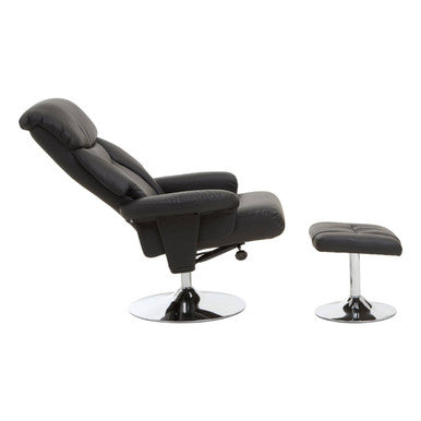 Denton Black Leather Effect Reclining Ch