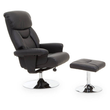 Denton Black Leather Effect Reclining Ch