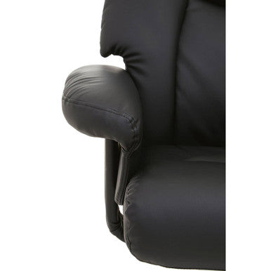 Denton Black Leather Effect Reclining Chair And Footstool