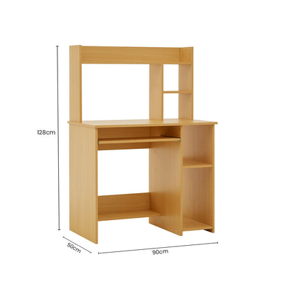 Natural Office Desk With Shelves, Bradbury