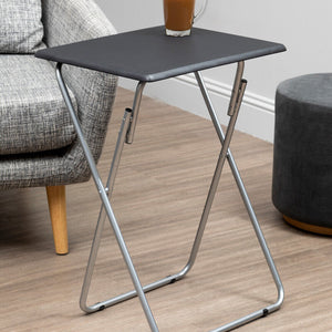Bernie Black Folding Table with Silver Finish Legs