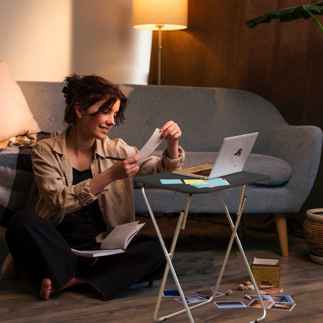 Bernie Folding Table With Sand Black Top - image 7
