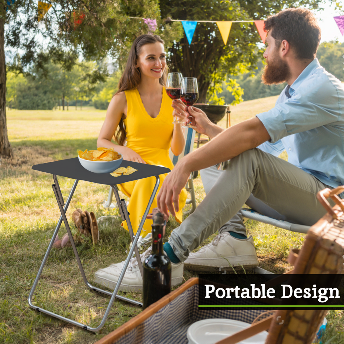 Bernie Folding Table With Sand Black Top - image 8