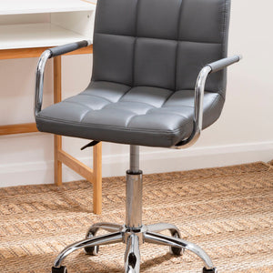 Finn Grey Leather Effect Home Office Chair