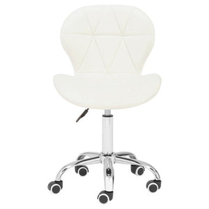 Franki White Velvet Quilted Home Office Chair