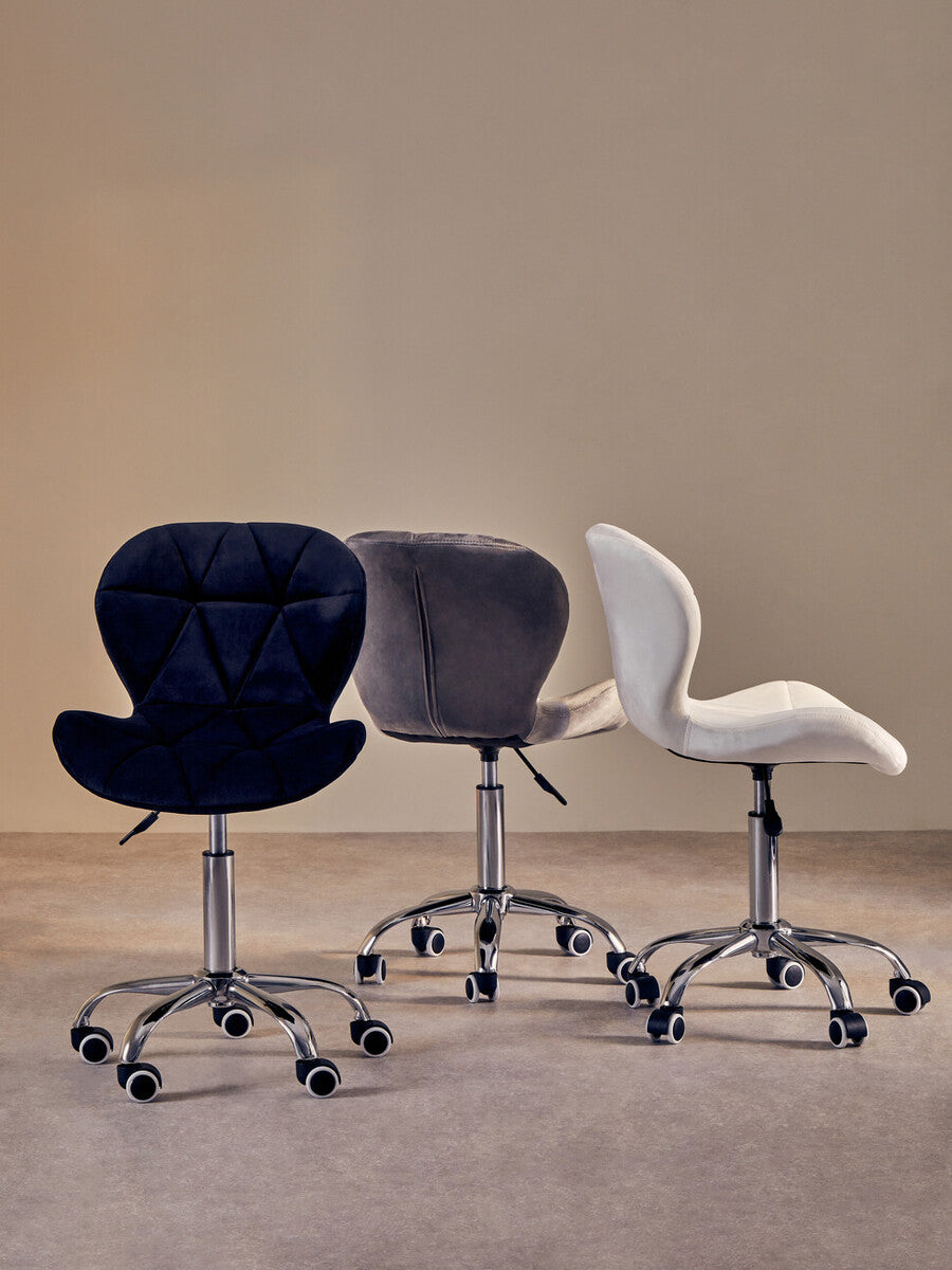 Franki White Velvet Quilted Home Office Chair