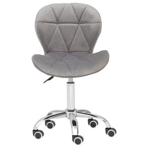 Franki Grey Velvet Quilted Home Office Chair