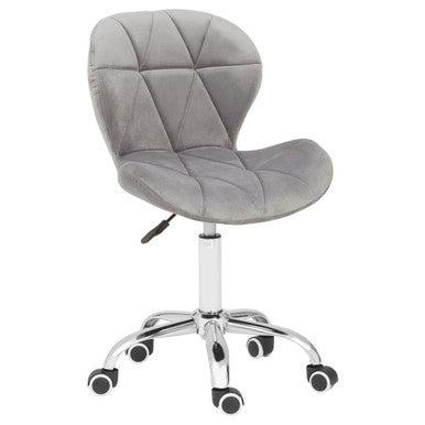 Franki Grey Velvet Quilted Home Office Chair