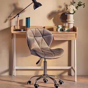 Franki Grey Velvet Quilted Home Office Chair