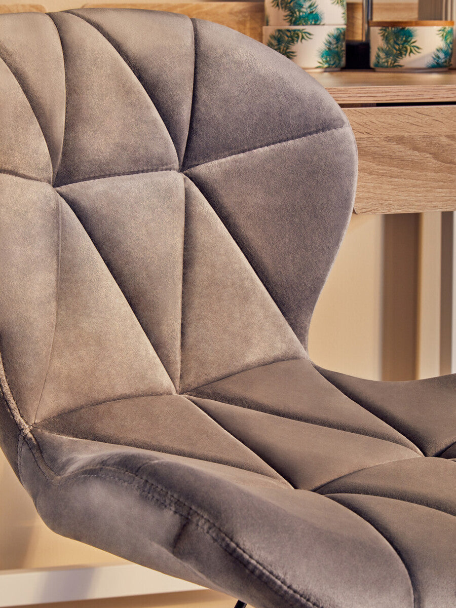 Franki Grey Velvet Quilted Home Office Chair